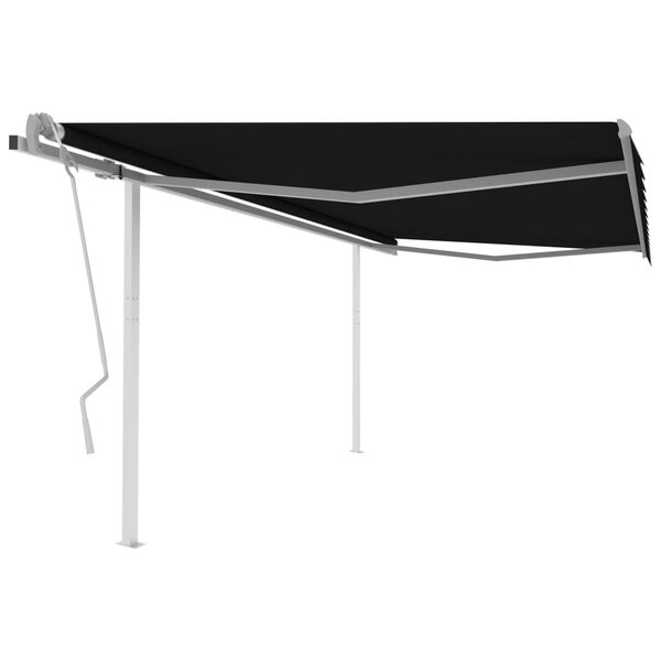 vidaXL Toldo manual retráctil con postes gris antracita 4x3 m