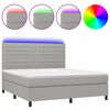 vidaXL Cama box spring colch&oacute;n y luces LED tela gris claro 180x200 cm