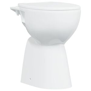 vidaXL Inodoro sin borde, 7 cm altura extra, cierre suave, cer&aacute;mica blanca