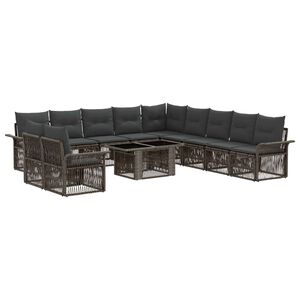 vidaXL Conjunto de sof&aacute;s de jard&iacute;n 12 uds. Gris y Gris Oscuro