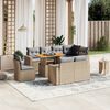 vidaXL Set de sof&aacute;s de jard&iacute;n 9 pzas con cojines rat&aacute;n sint&eacute;tico beige