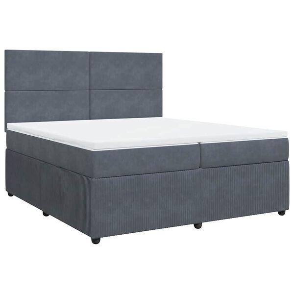 vidaXL Cama box spring con colch&oacute;n terciopelo gris oscuro 200x200 cm