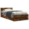 vidaXL Estructura de cama 2 uds. Roble Ahumado Madera de ingenier&iacute;a