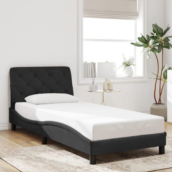 vidaXL Estructura de cama sin colch&oacute;n terciopelo negro 90x190 cm