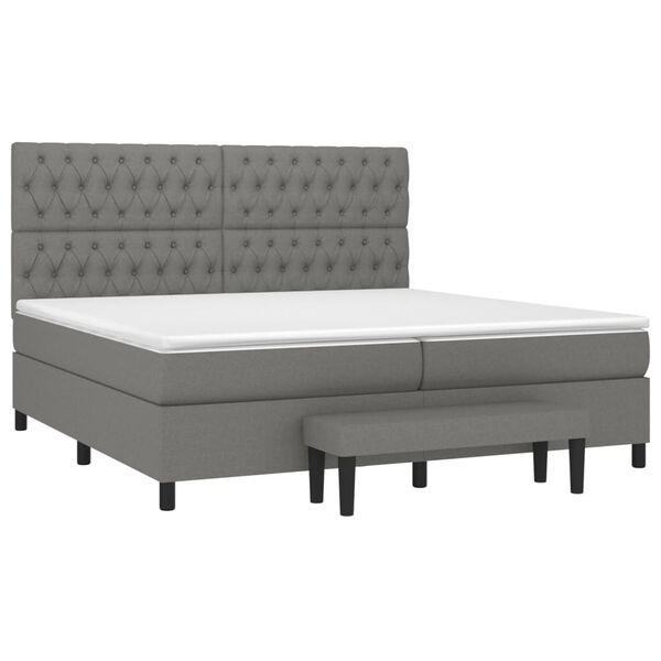vidaXL Cama box spring con colchón tela gris oscuro 200x200 cm