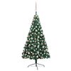 vidaXL Medio &aacute;rbol de Navidad con luces y bolas verde 120 cm