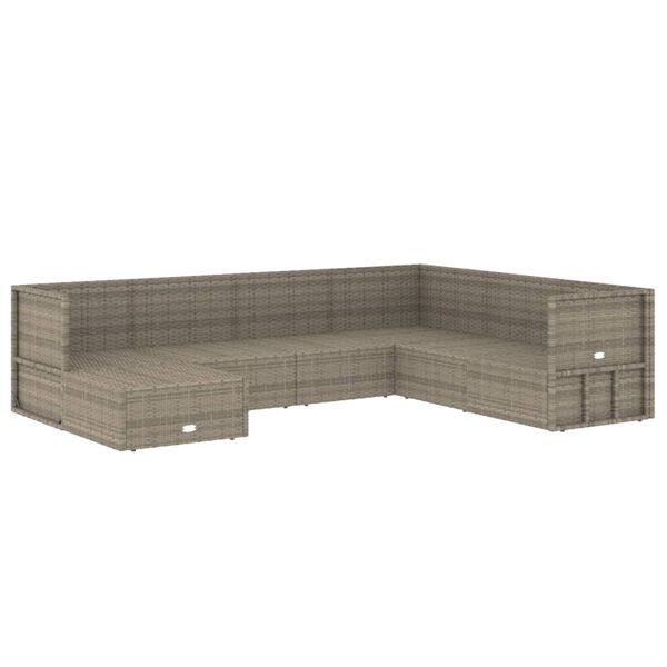 vidaXL Set de muebles de jardín 7 pzas y cojines ratán sintético gris
