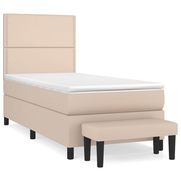 vidaXL Cama box spring con colch&oacute;n cuero sint&eacute;tico capuchino 80x200 cm