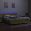 vidaXL Cama box spring con colch&oacute;n y LED tela verde 160x200 cm