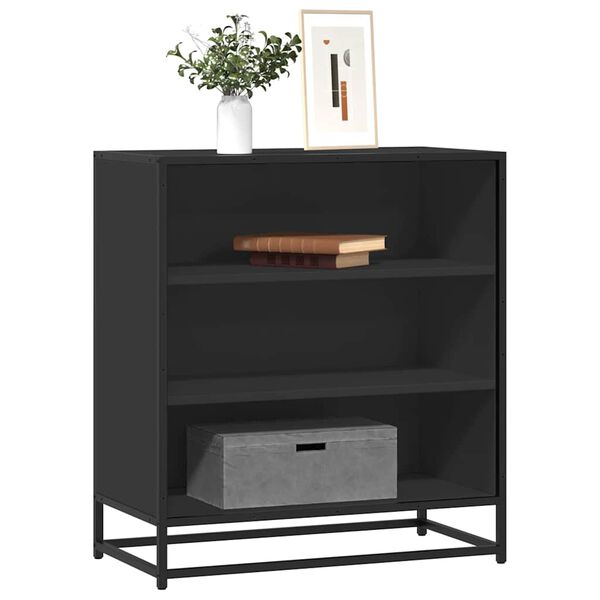 vidaXL Aparador de madera de ingenier&iacute;a y metal negro 68x35x76 cm