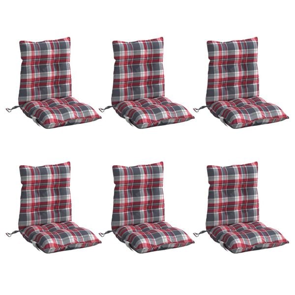 vidaXL Cojines para silla respaldo bajo 6 uds tela Oxford cuadros rojo