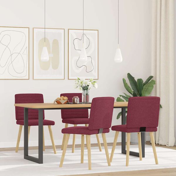 vidaXL Sillas de comedor 4 unidades tela rojo tinto
