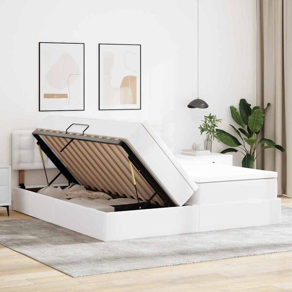 vidaXL Cama con almacenamiento y LED Puro 200 x 200 cm Cuero sint&eacute;tico