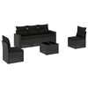 vidaXL Set de sof&aacute;s de jard&iacute;n 6 piezas y cojines rat&aacute;n sint&eacute;tico negro