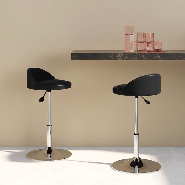 vidaXL Sillas de comedor giratorias 2 unidades cuero sint&eacute;tico negro
