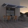 vidaXL Toldo manual retr&aacute;ctil con LED azul y blanco 600x350 cm
