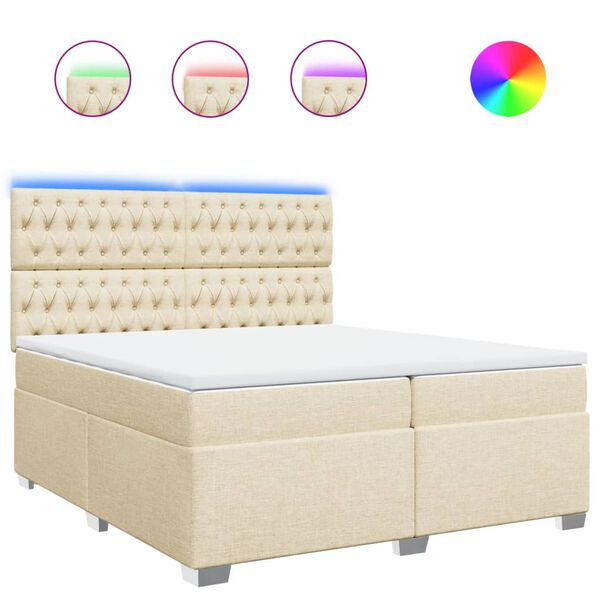 vidaXL Cama box spring con colch&oacute;n tela color crema 200x200 cm