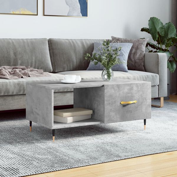 vidaXL Mesa de centro madera contrachapada gris hormigón 90x50x40 cm