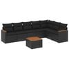 vidaXL Set de sof&aacute;s de jard&iacute;n 8 piezas y cojines rat&aacute;n sint&eacute;tico negro
