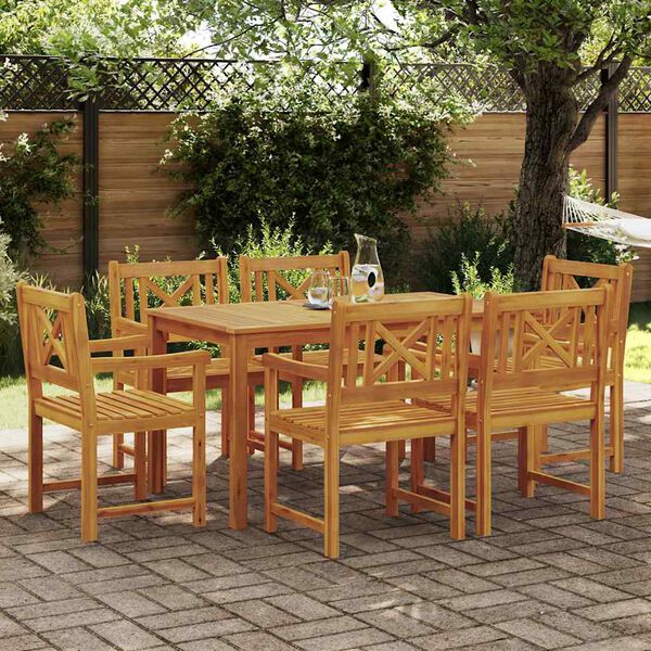 vidaXL Conjunto de Comedor de Jard&iacute;n 7 pcs Marr&oacute;n