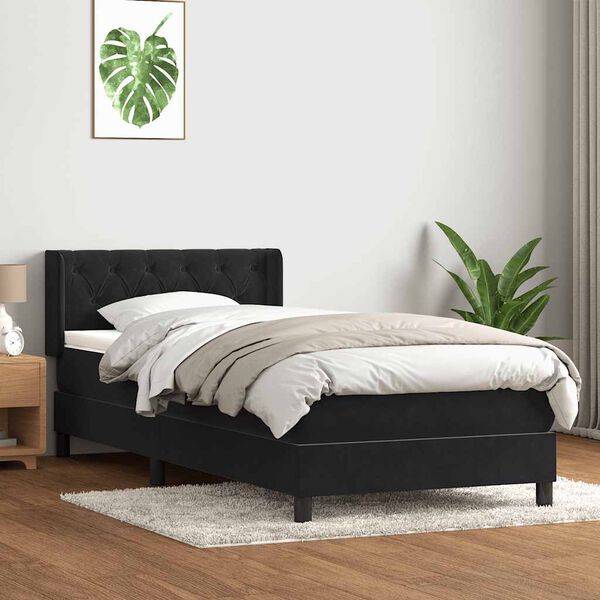 vidaXL Cama box spring con colch&oacute;n cuero sint&eacute;tico negro 80x220 cm