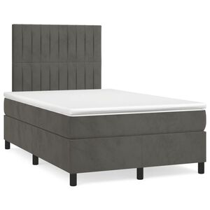 vidaXL Cama box spring con colch&oacute;n terciopelo gris oscuro 120x200 cm