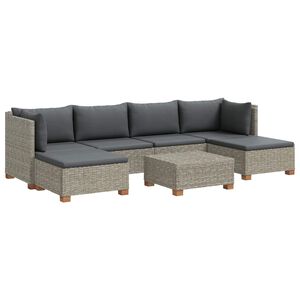 vidaXL 7 uds. Conjunto de Lounge de Rat&aacute;n con Cojines GENDT Gris Kubu