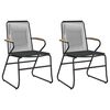 vidaXL Sillas de jard&iacute;n 2 unidades rat&aacute;n PVC negro 58x59x85,5 cm