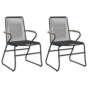 vidaXL Sillas de jard&iacute;n 2 unidades rat&aacute;n PVC negro 58x59x85,5 cm