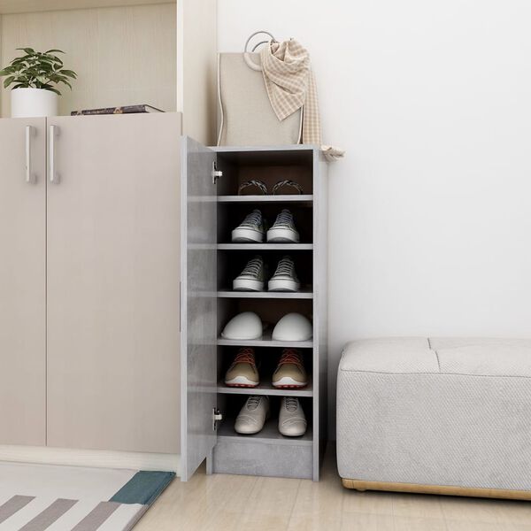 vidaXL Mueble zapatero de aglomerado gris hormigón 32x35x92 cm
