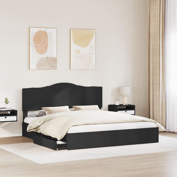 vidaXL Cama con almacenamiento Negro 200 x 200 cm Madera de ingenier&iacute;a