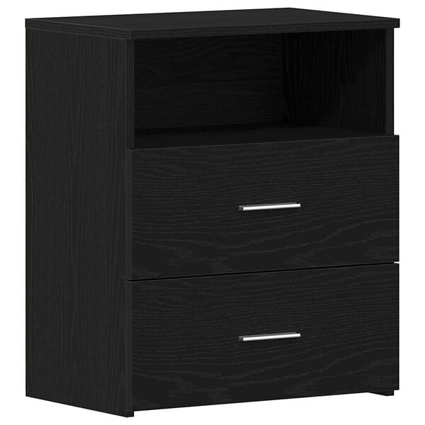 vidaXL Mesita de Noche con caj&oacute;n 2 pcs Roble Negro 50 x 32 x 60cm