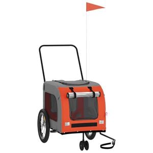 vidaXL Remolque de bicicleta mascotas hierro tela Oxford naranja gris