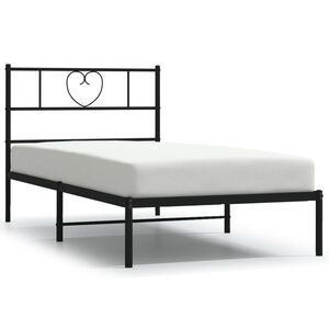 vidaXL Estructura cama sin colch&oacute;n con cabecero metal negro 75x190 cm