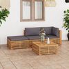vidaXL Muebles de jard&iacute;n 4 pzas cojines gris oscuro madera maciza teca