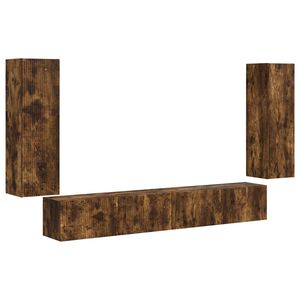 vidaXL Conjunto de mueble para TV de pared 4 pcs Roble ahumado