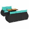 vidaXL Set de sof&aacute;s de jard&iacute;n 6 piezas y cojines rat&aacute;n sint&eacute;tico negro