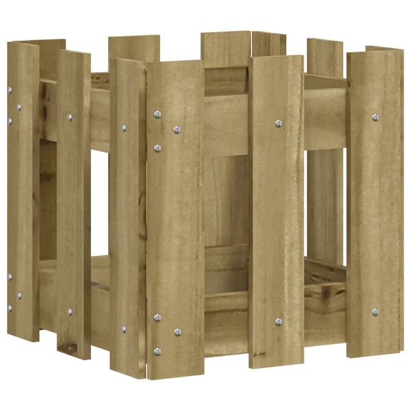 vidaXL Jardinera dise&ntilde;o de valla madera de pino impregnada 30x30x30 cm