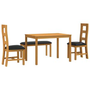 vidaXL Conjunto de comedor 4 uds. Negro Madera de Roble S&oacute;lido