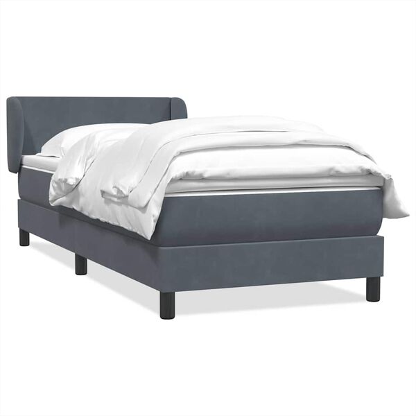 vidaXL Cama box spring con colch&oacute;n terciopelo gris oscuro 90x210 cm