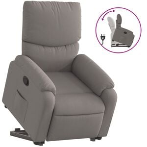 vidaXL Sill&oacute;n reclinable elevable tela gris taupe