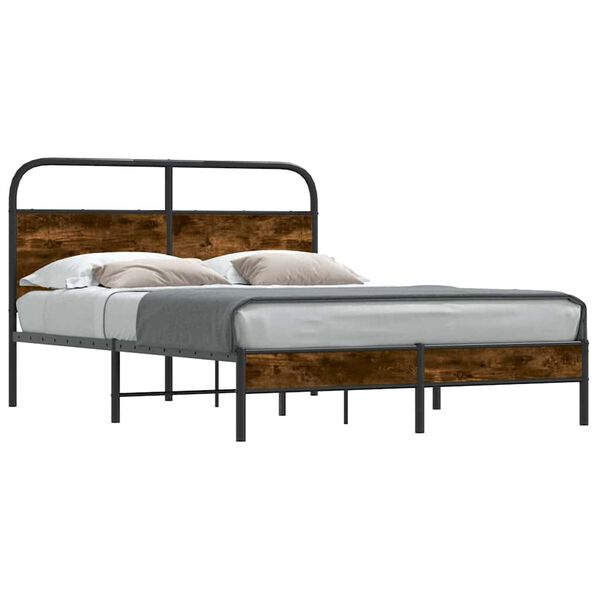 vidaXL Estructura de cama sin colch&oacute;n 140x190 cm madera roble ahumado