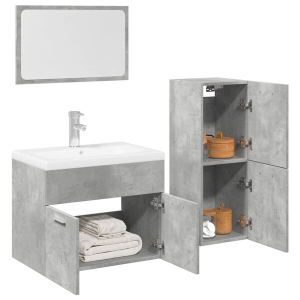 vidaXL Set muebles de ba&ntilde;o 2 piezas madera contrachapada gris hormig&oacute;n