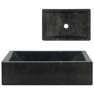 vidaXL Lavabo de m&aacute;rmol negro con brillo 45x30x12 cm