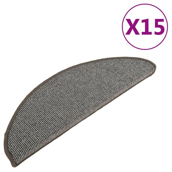 vidaXL Felpudos para escaleras (15 unidades, 65 x 21 x 4 cm, gris, semicirculares, grandes)