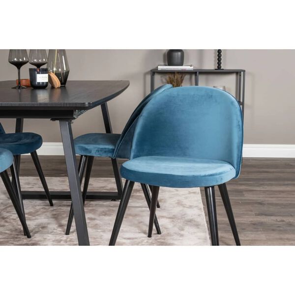 Venture Home Sillas de comedor 2 uds Velvet terciopelo negro y azul