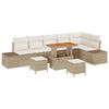vidaXL Conjunto de sof&aacute;s de jard&iacute;n 9 uds. Beige rat&aacute;n sint&eacute;tico