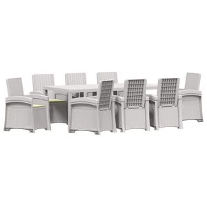 vidaXL Conjunto de Comedor de Jard&iacute;n 9 uds. Blanco y Crema PP