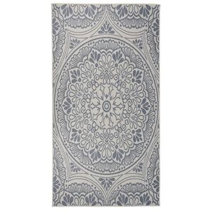 vidaXL Alfombra de exterior de tejido plano rayas azules 80x150 cm
