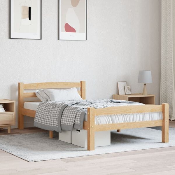 vidaXL Estructura de cama sin colch&oacute;n madera maciza de pino 100x200 cm